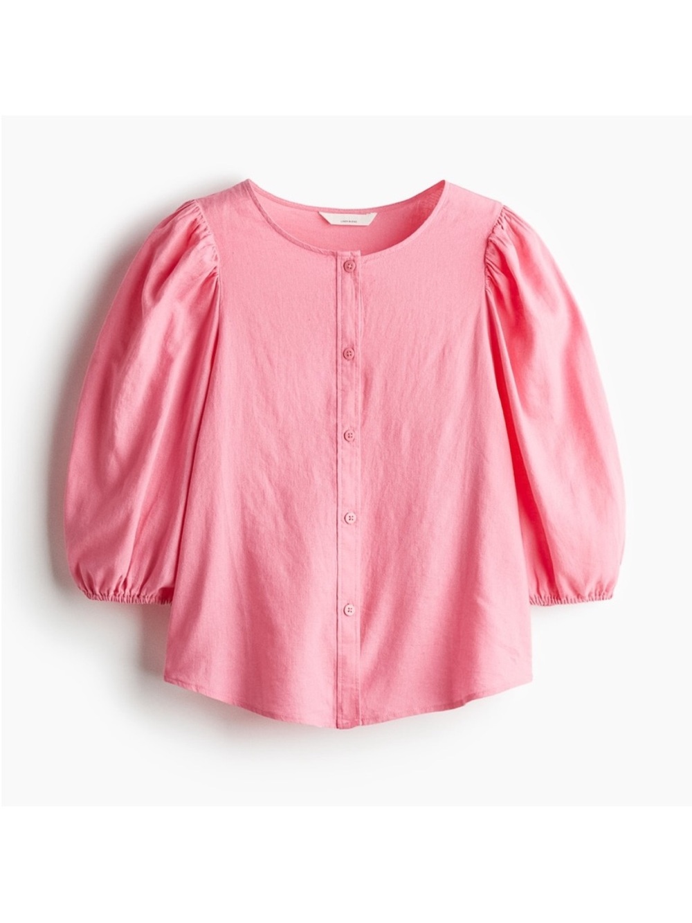 H&M Coquette Cottagecore Linen Balloon Sleeve Button Down Top